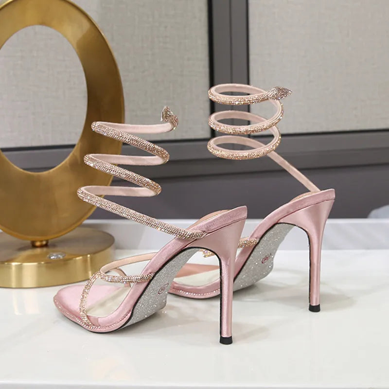 Crystal Snake Gladiator Heels | Vivezzo