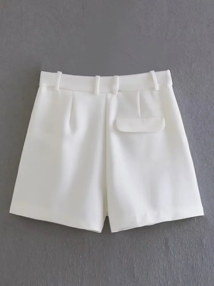 Pleated Baggy High-Waist Shorts