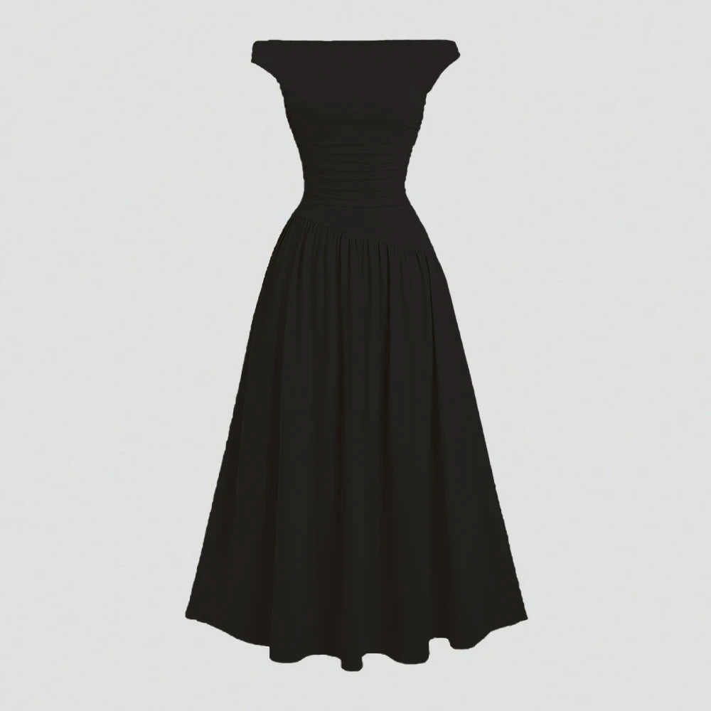 Asymmetrical One-Shoulder Midi Dress