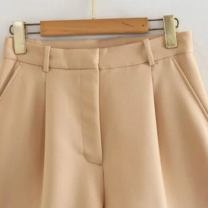 Pleated Baggy High-Waist Shorts