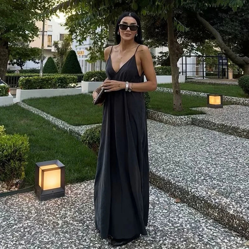 Black Draped Slip Dress | Vivezzo
