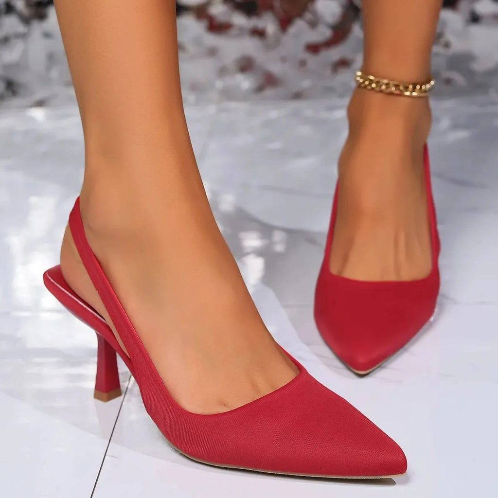 Pointed Mid-Heel Cutout Sandals | Vivezzo
