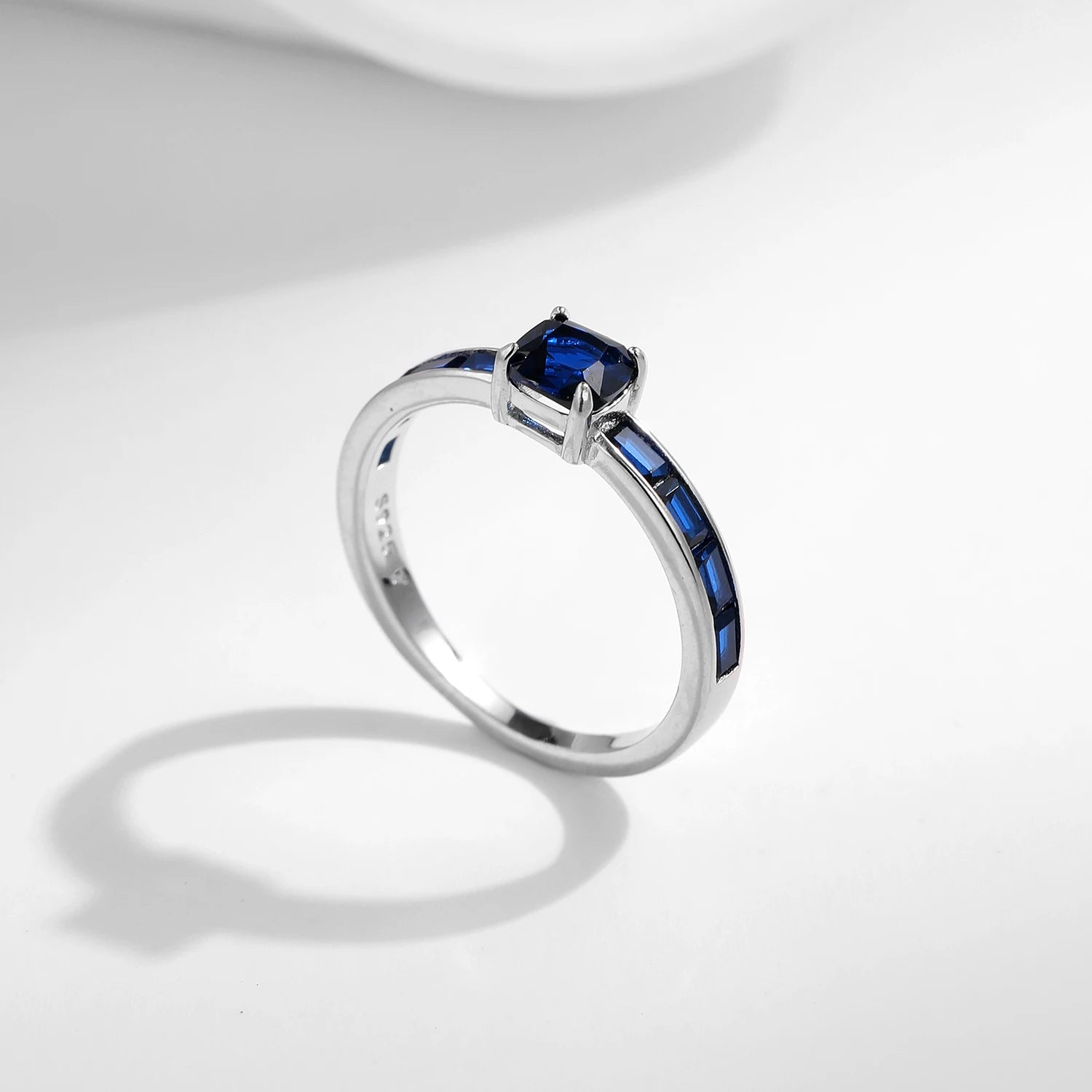 Blue Square Zirconia Ring – 925 Sterling Silver Romantic Women’s Jewelry
