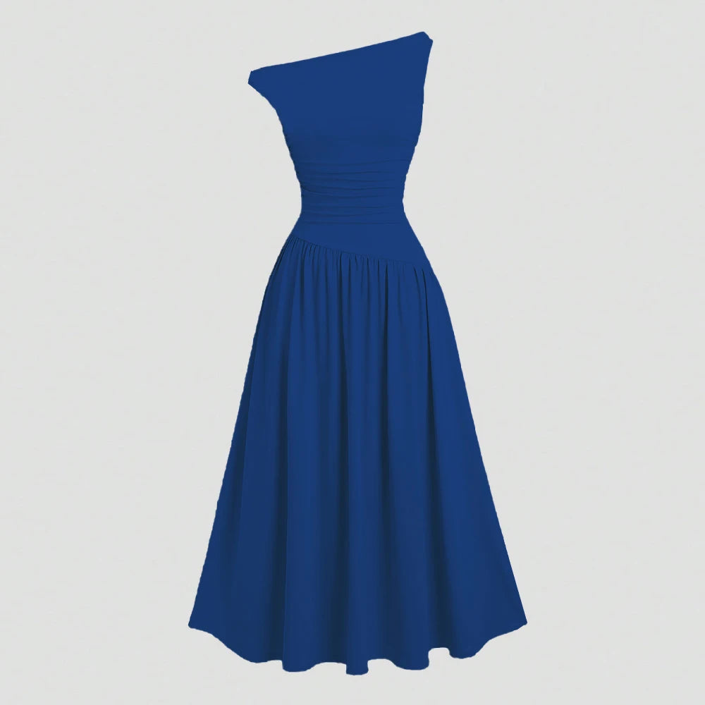 Asymmetrical One-Shoulder Midi Dress