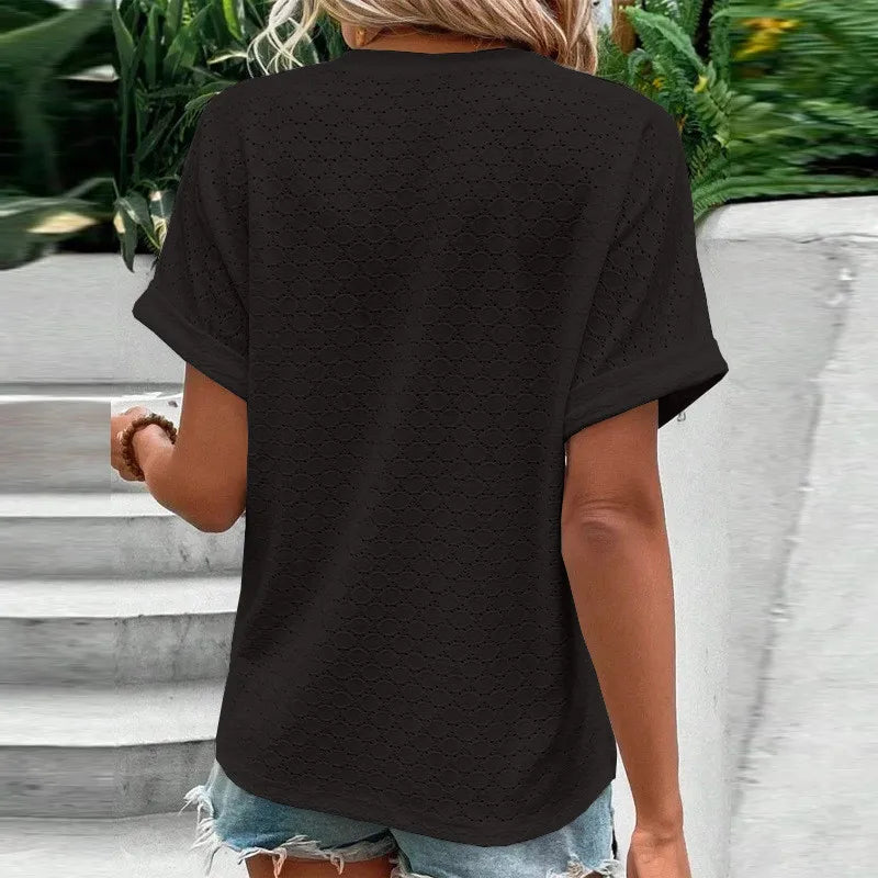 Breezy Jacquard V-Neck Oversized Shirt | Vivezzo