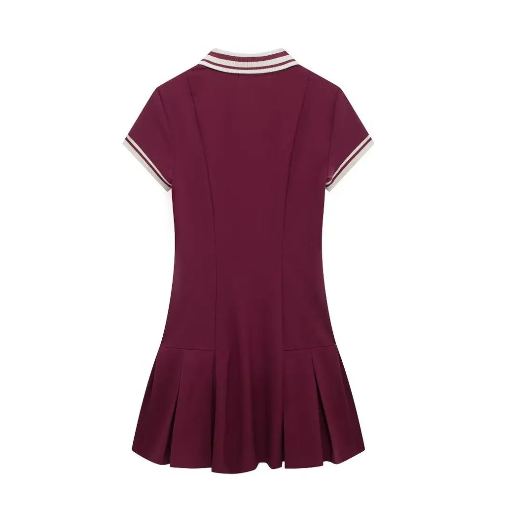 Campus Chic Burgundy Dress | Vivezzo
