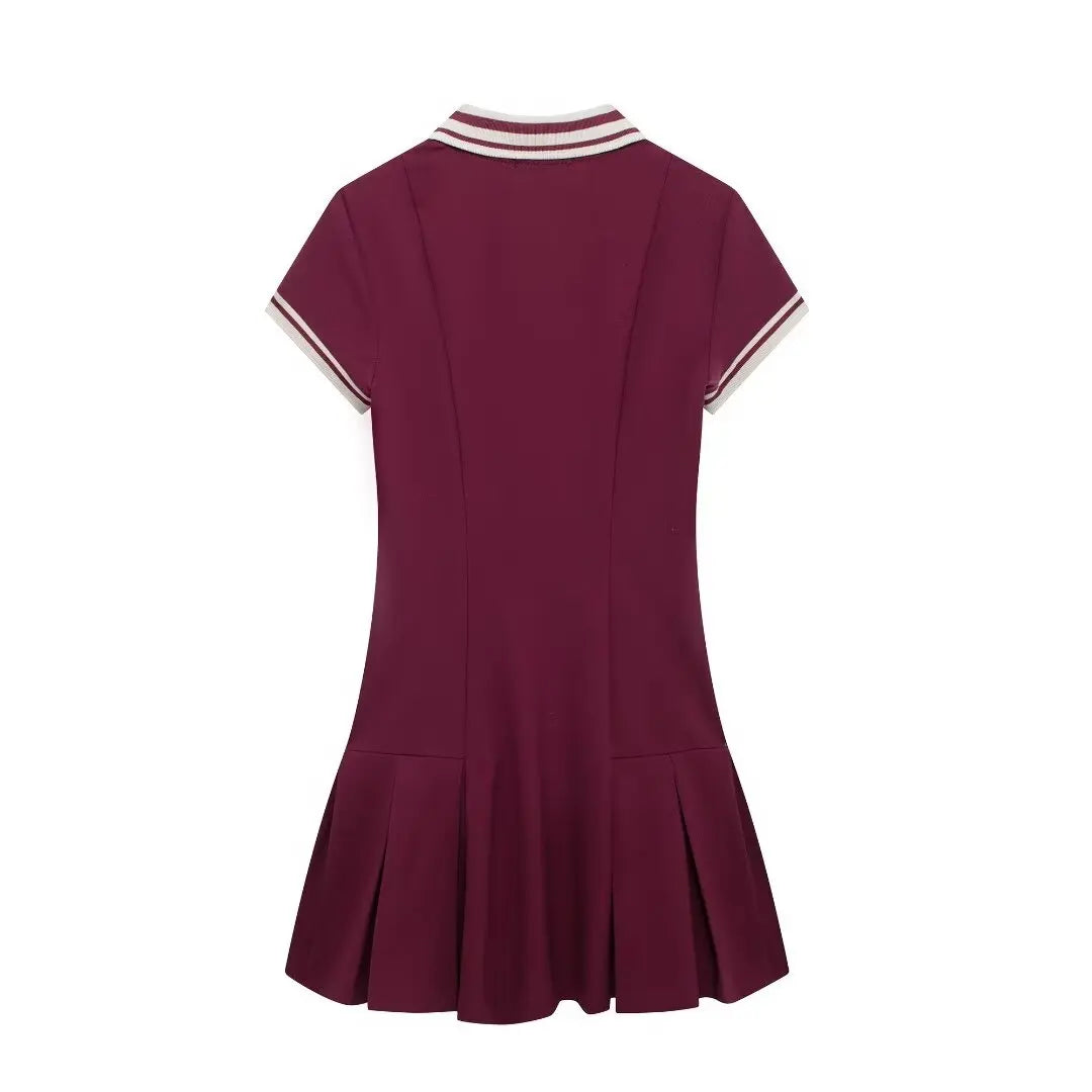 Campus Chic Burgundy Dress | Vivezzo