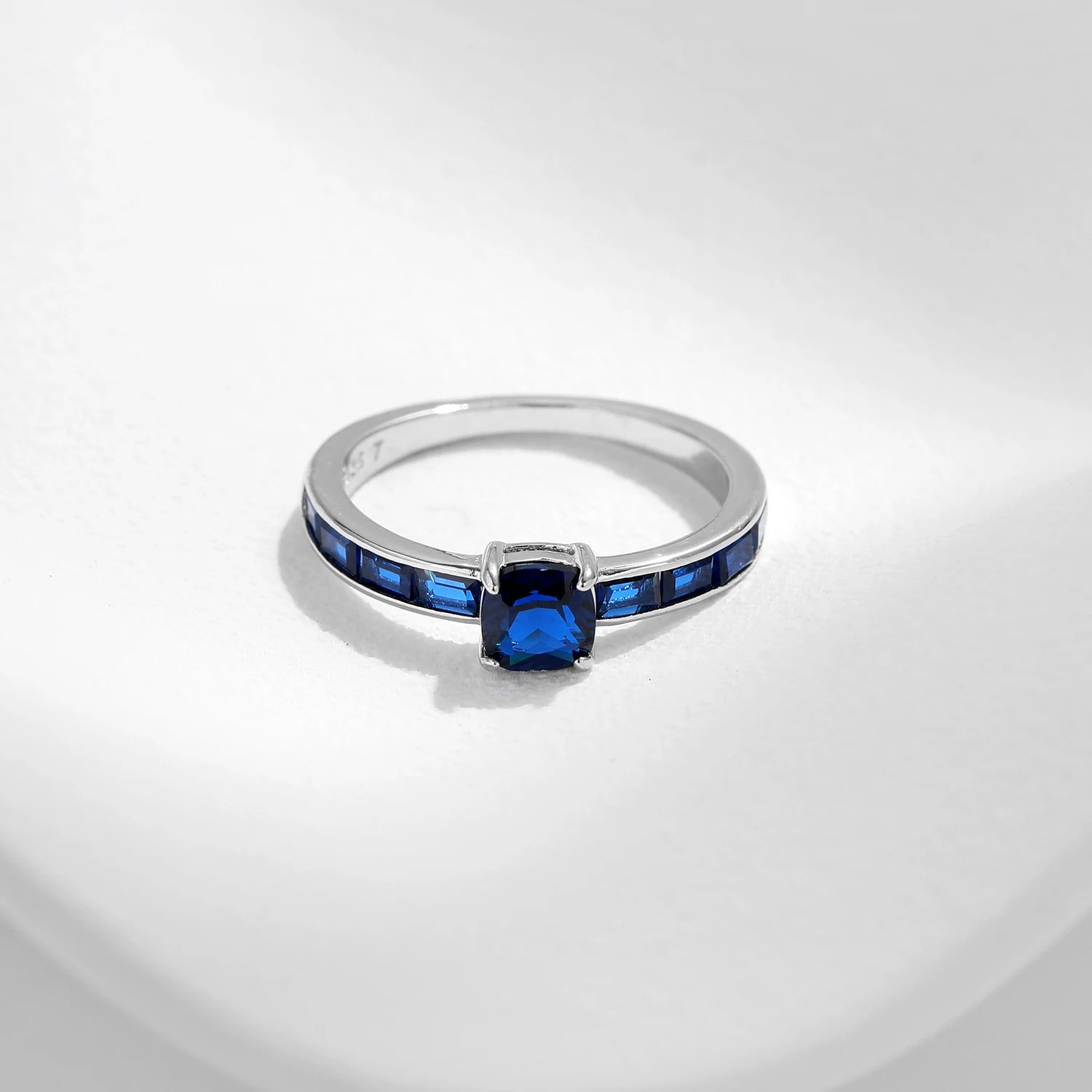 Blue Square Zirconia Ring – 925 Sterling Silver Romantic Women’s Jewelry