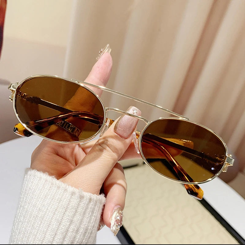 Oval Retro Sunglasses – Metal Frame Unisex Classic UV400 Eyewear