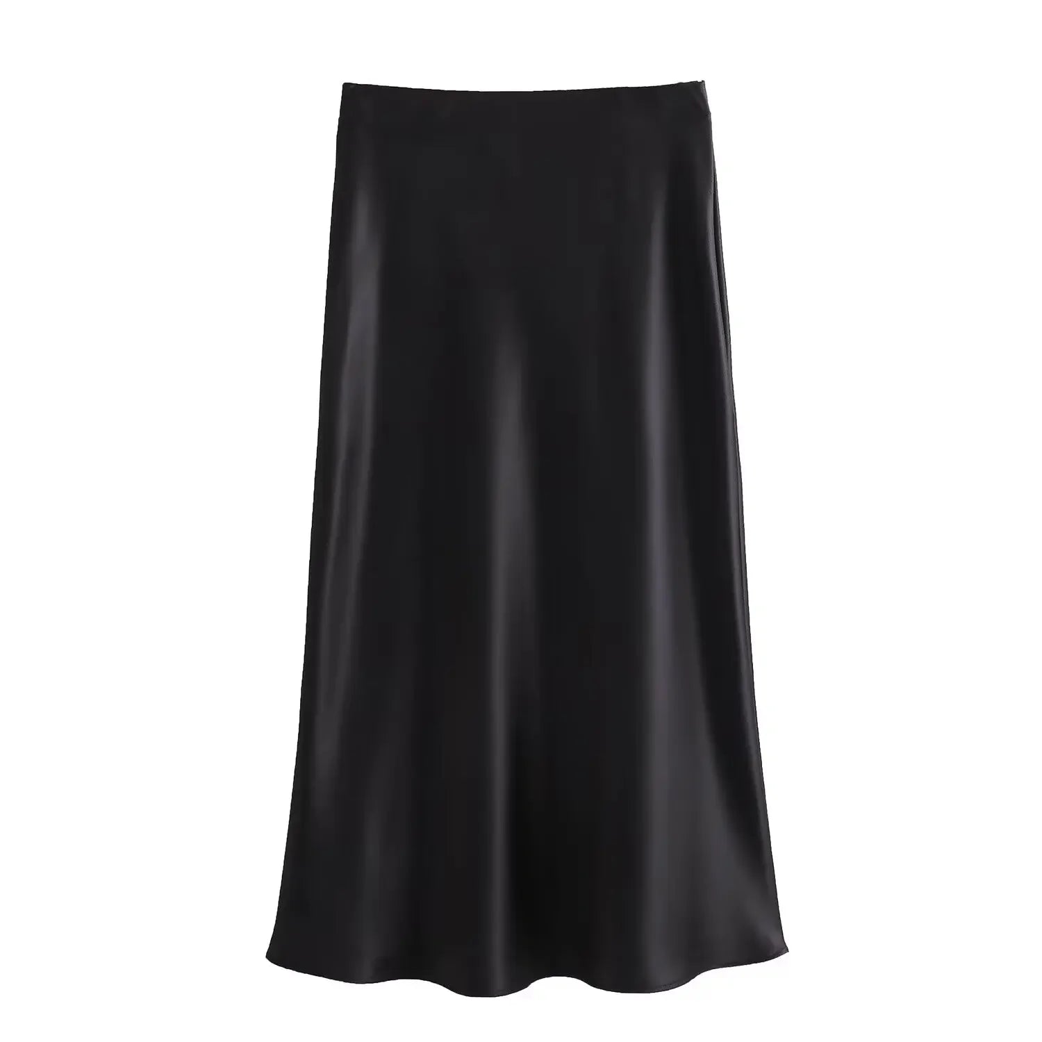 Summer Elegant Satin Midi Skirt – High Waist Office & Casual Style | Vivezzo