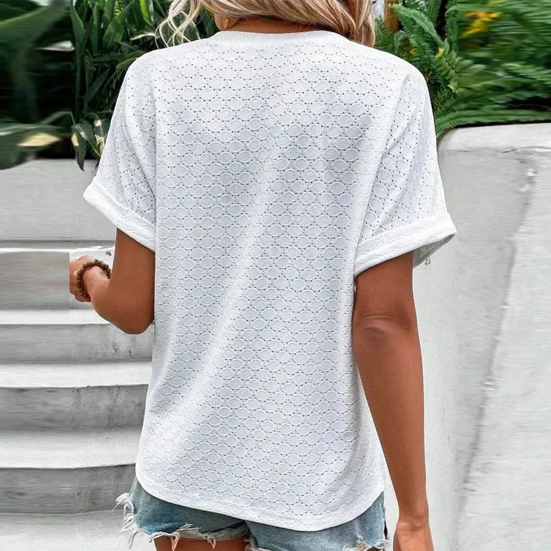 Breezy Jacquard V-Neck Oversized Shirt | Vivezzo