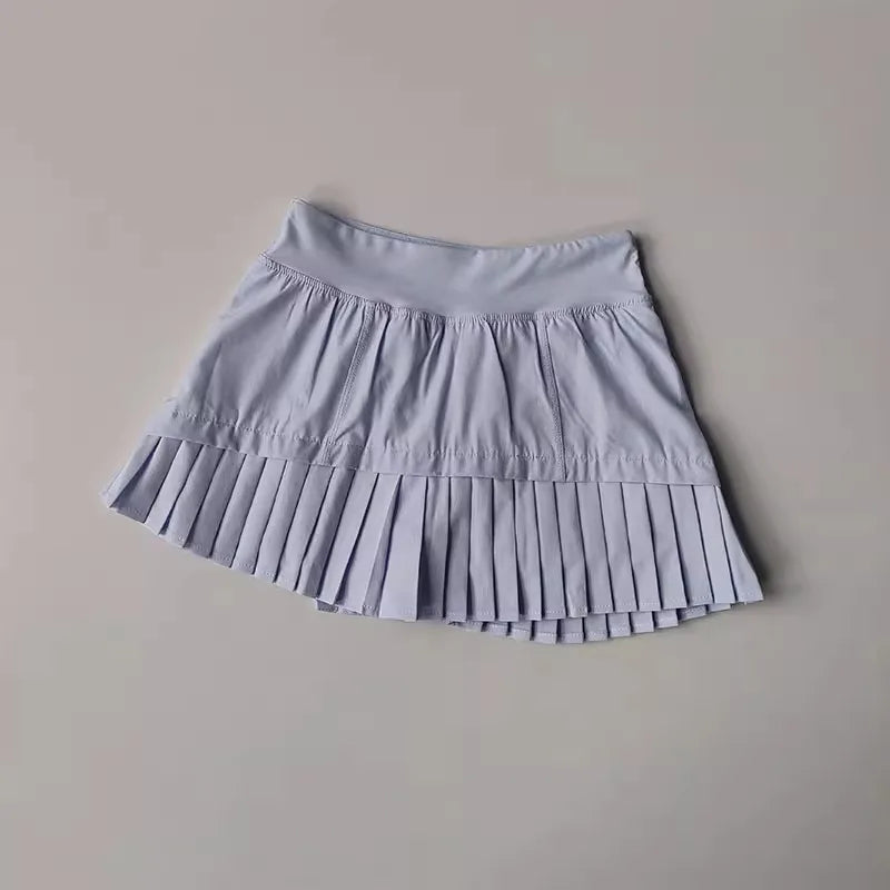 Summer Sports Pleated Skirt with Lined Shorts – High Waist Quick Dry | Vivezzo