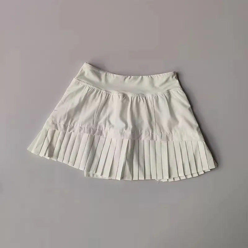 Summer Sports Pleated Skirt with Lined Shorts – High Waist Quick Dry | Vivezzo