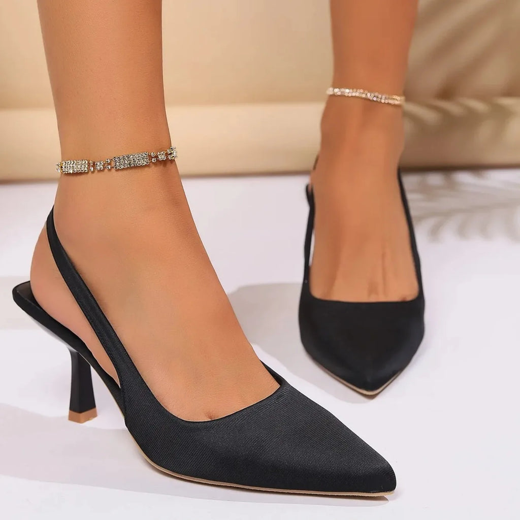 Pointed Mid-Heel Cutout Sandals | Vivezzo