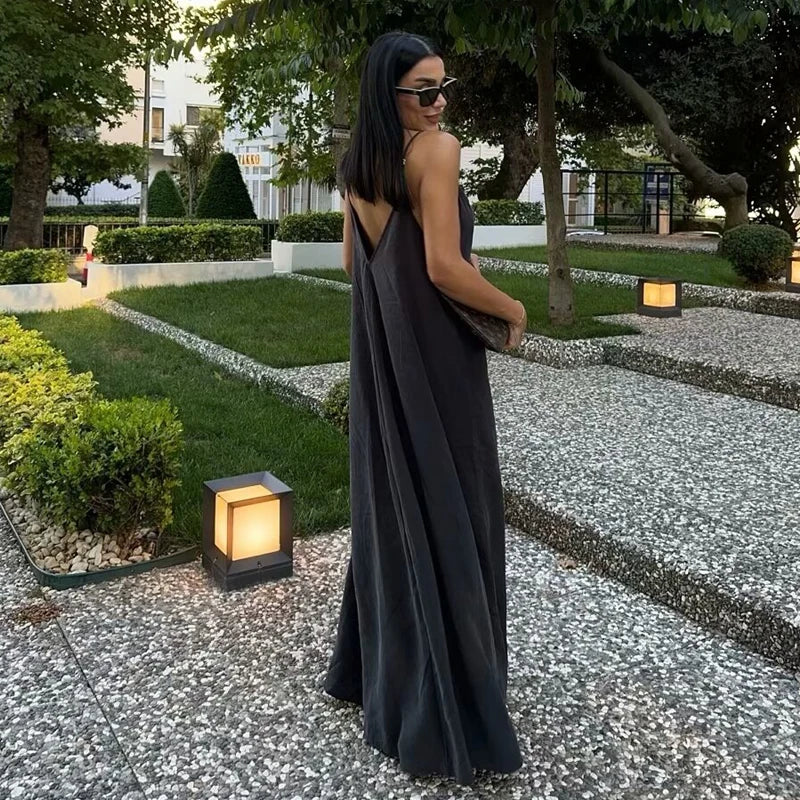 Black Draped Slip Dress | Vivezzo