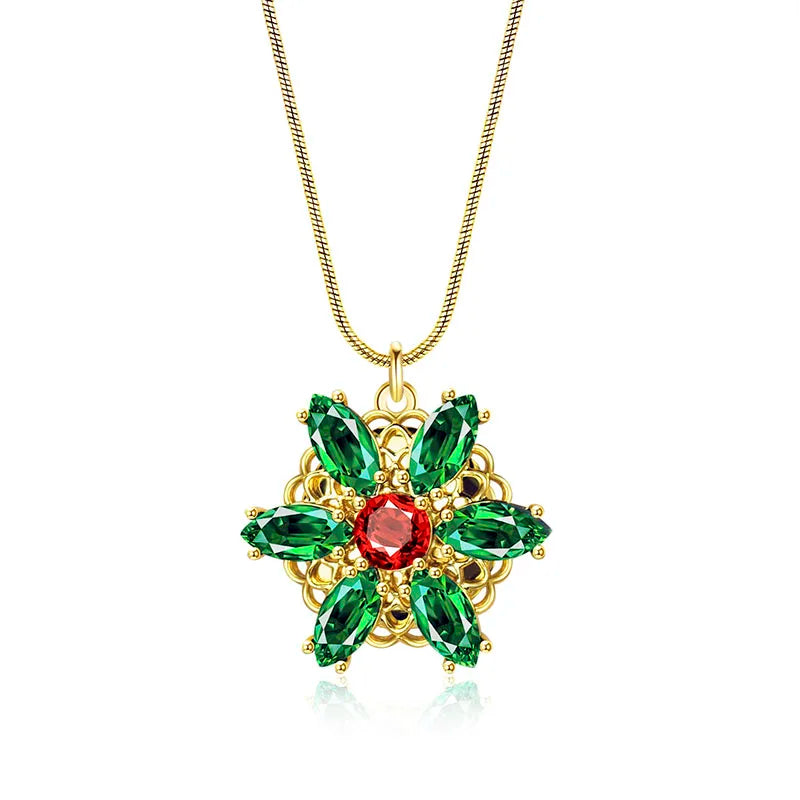 Emerald Blossom Pendant Necklace | Vivezzo