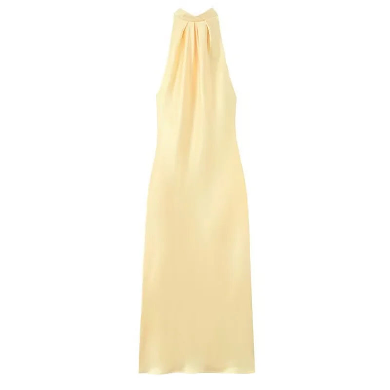Satin Elegance – Backless Halter Evening Dress | Vivezzo