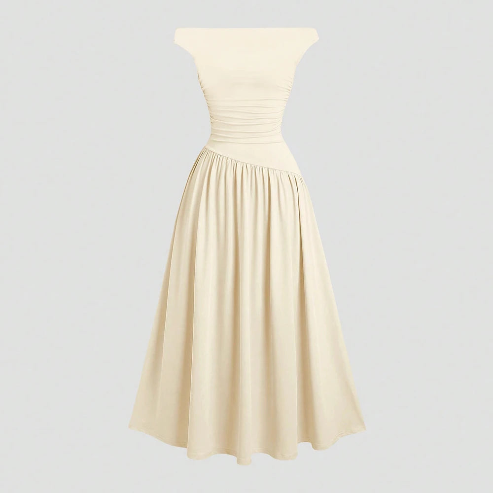 Asymmetrical One-Shoulder Midi Dress