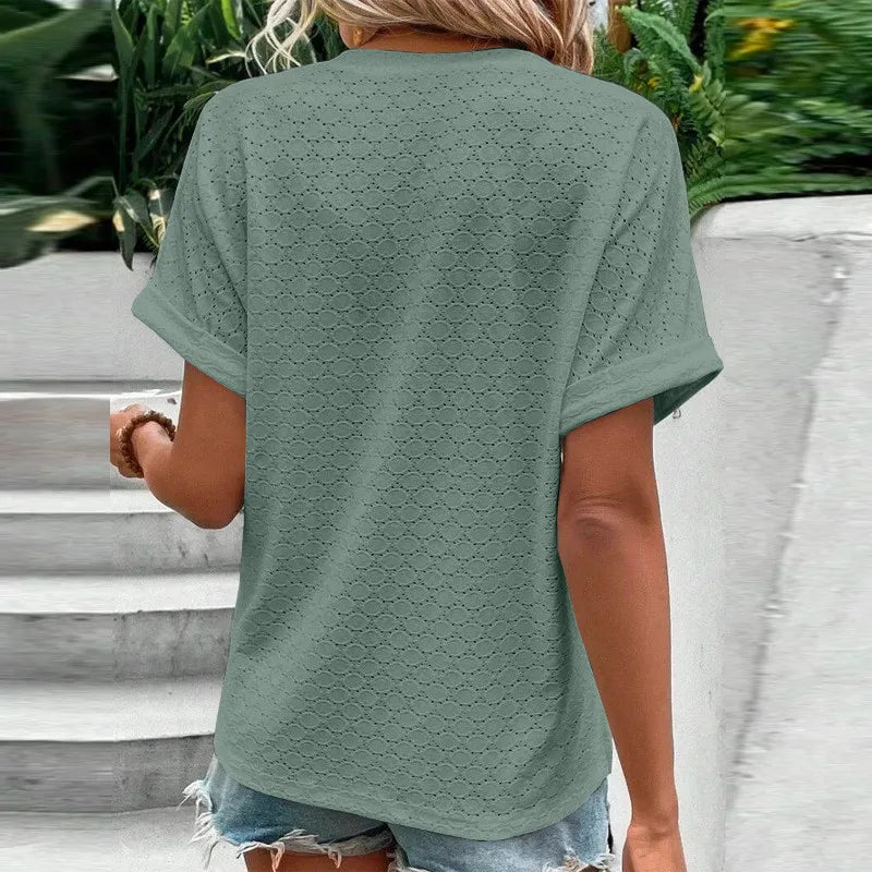 Breezy Jacquard V-Neck Oversized Shirt | Vivezzo