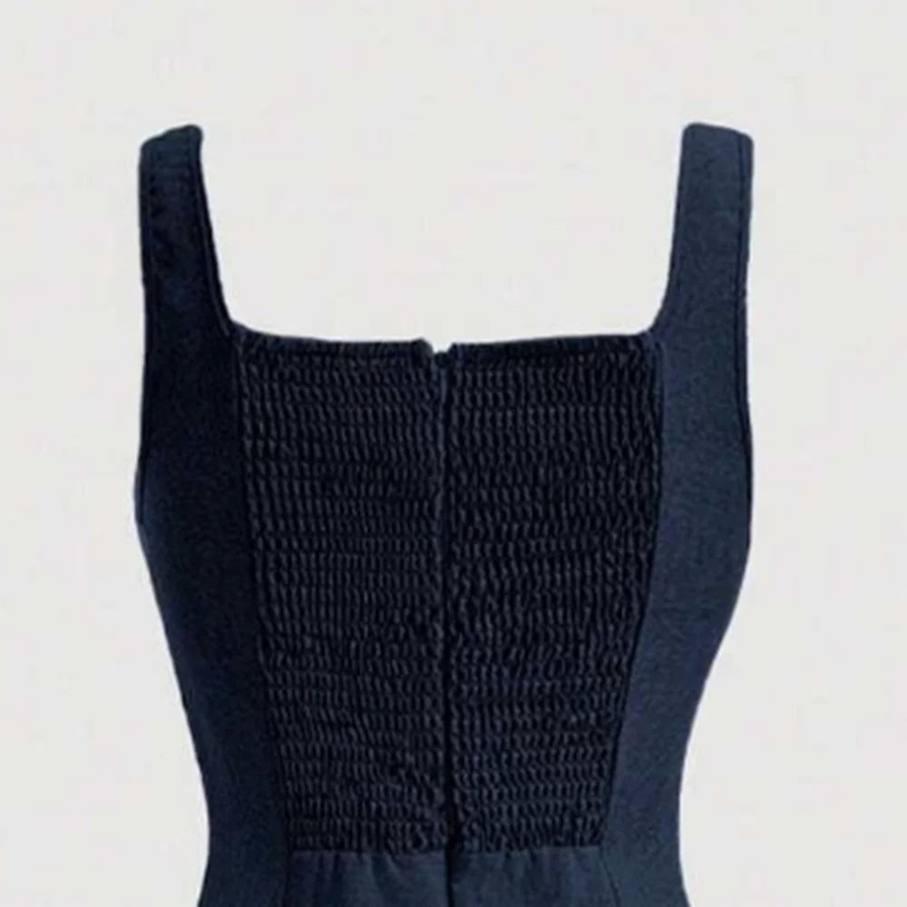 Square Neck A-Line Midi Dress | Vivezzo