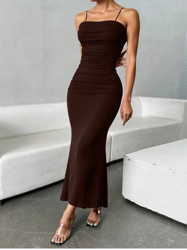 Elegant Spaghetti Strap Maxi Dress | Vivezzo