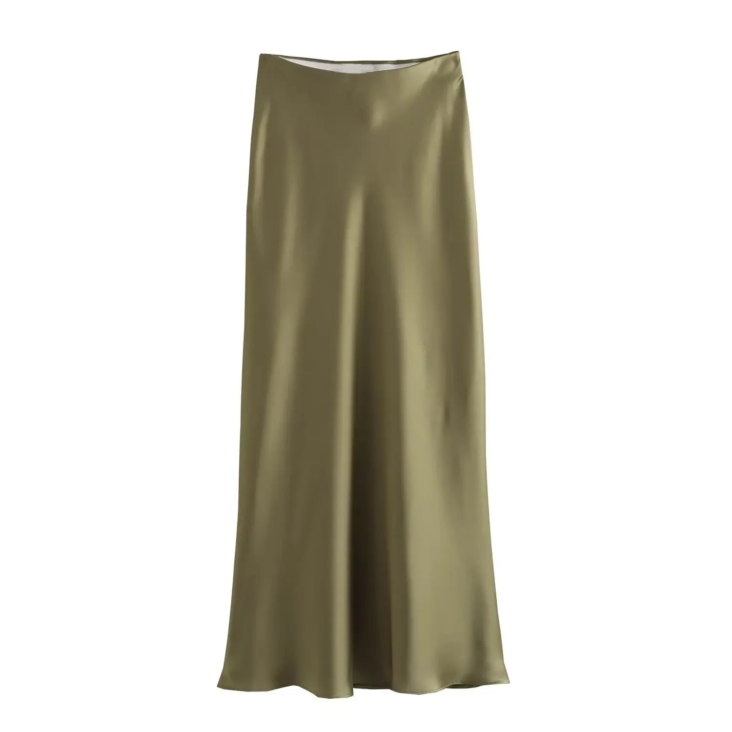 Summer Elegant Satin Midi Skirt – High Waist Office & Casual Style | Vivezzo