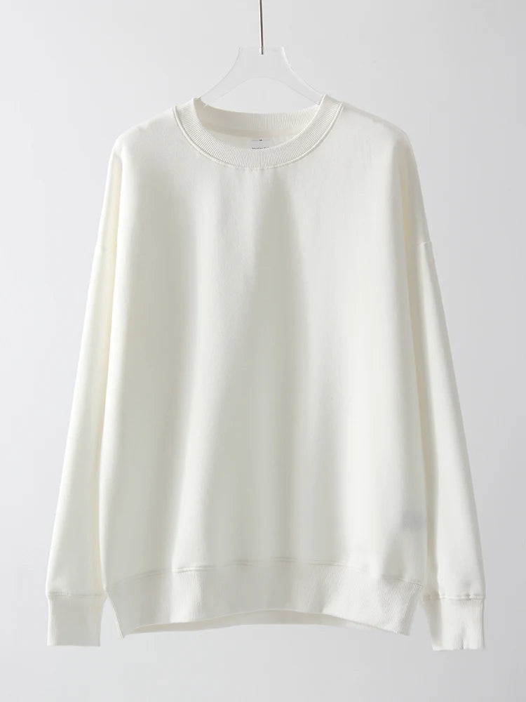 White Oversized Crewneck Sweatshirts Women Autumn Comfort Colors Pink Mom Sweatshirt Yellow Cotton Fall Sweatshirt For Women