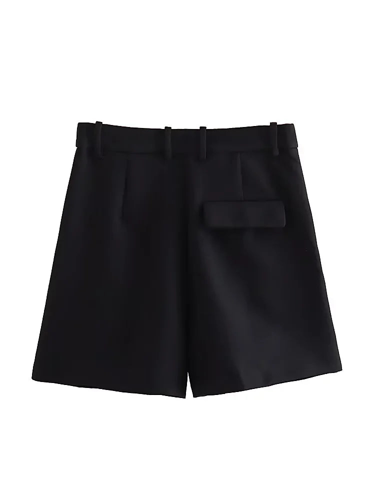 Pleated Baggy High-Waist Shorts
