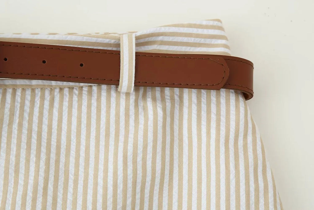 Striped Waist Slim Skort | Vivezzo