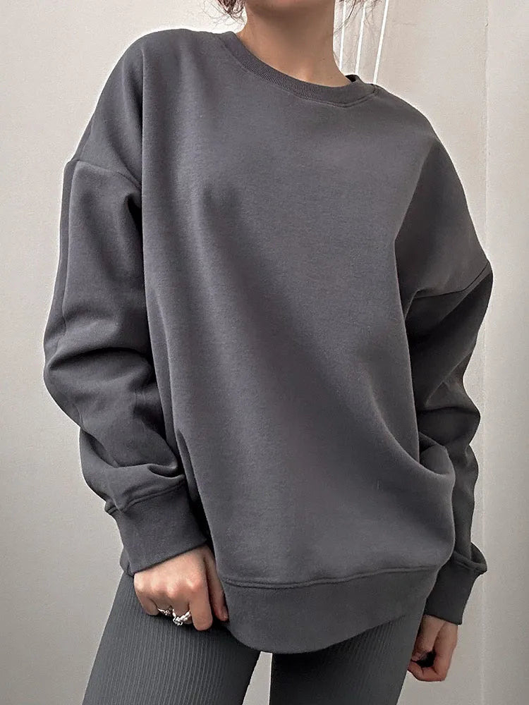 White Oversized Crewneck Sweatshirts Women Autumn Comfort Colors Pink Mom Sweatshirt Yellow Cotton Fall Sweatshirt For Women