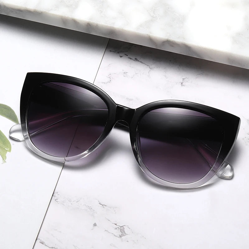 Retro Cat Eye Sunglasses – Gradient Lens, Wide Leg Design UV400