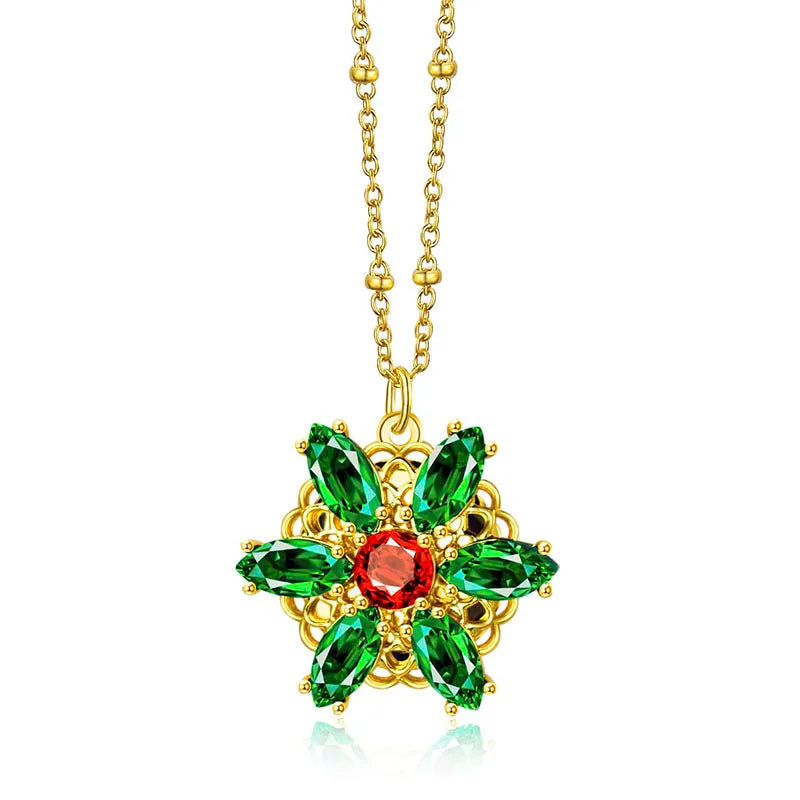 Emerald Blossom Pendant Necklace | Vivezzo