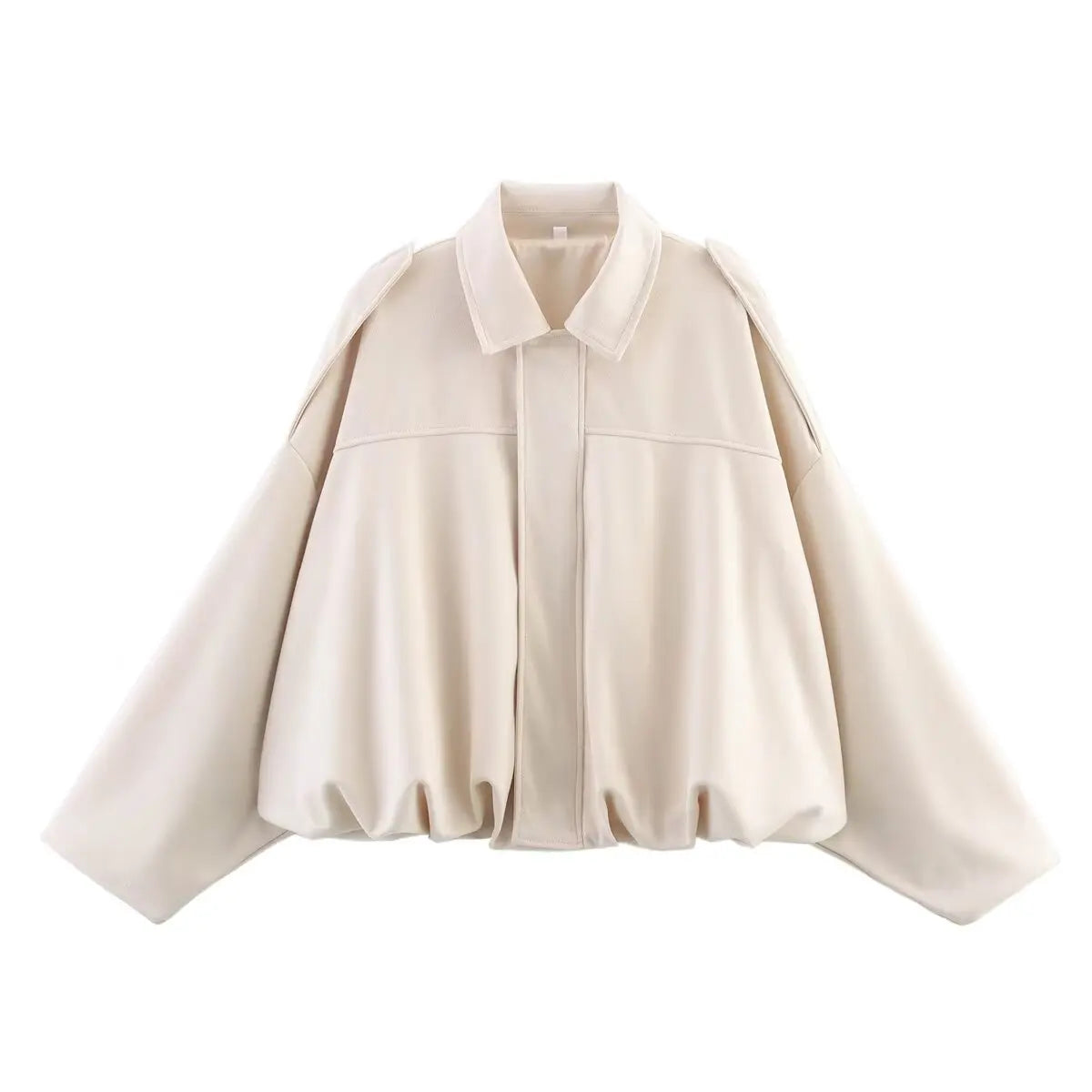 ETJ 2025 TRAF Spring new women's suede texture effect Loose version of fashion lapel shoulder bomber jacket