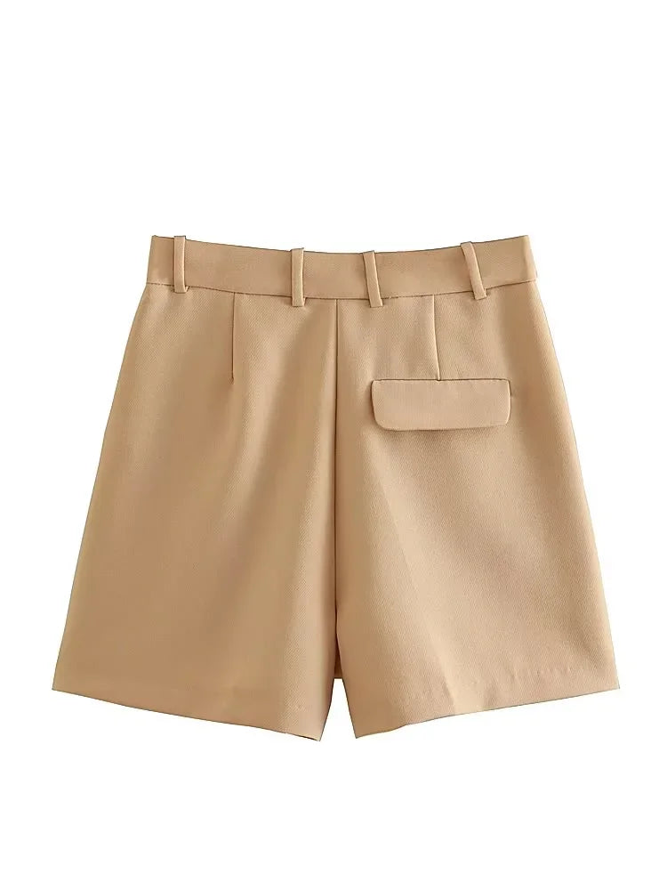 Pleated Baggy High-Waist Shorts