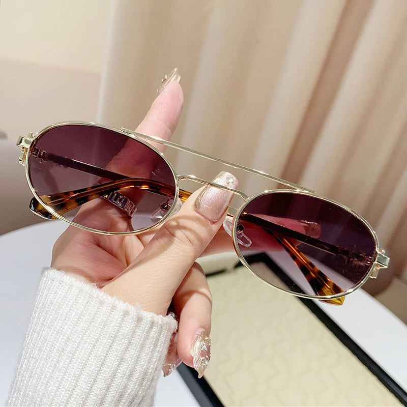 Oval Retro Sunglasses – Metal Frame Unisex Classic UV400 Eyewear