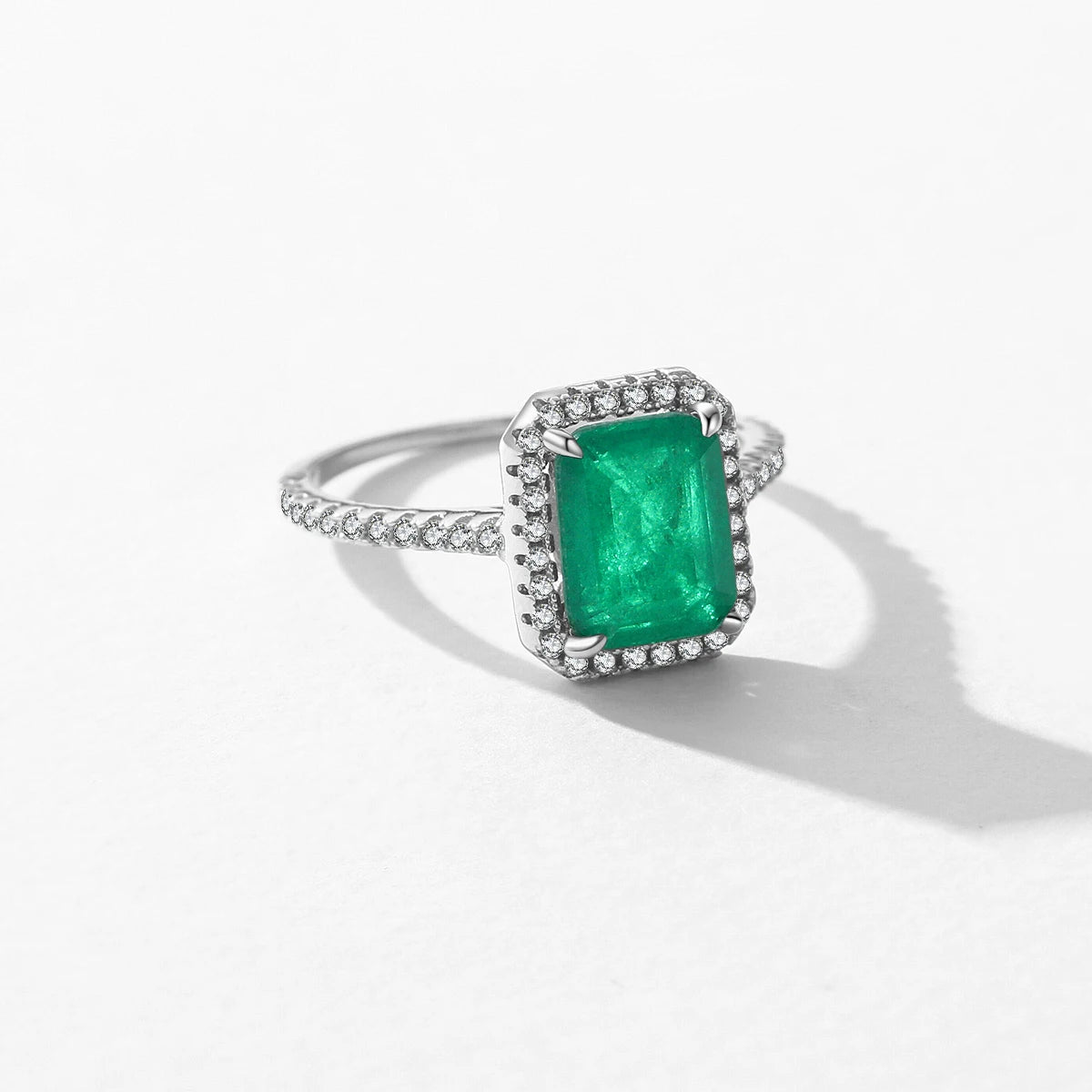 Emerald Cut Zirconia Ring – 925 Sterling Silver Women’s Wedding Statement Jewelry
