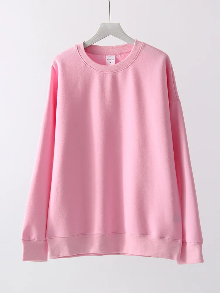 White Oversized Crewneck Sweatshirts Women Autumn Comfort Colors Pink Mom Sweatshirt Yellow Cotton Fall Sweatshirt For Women