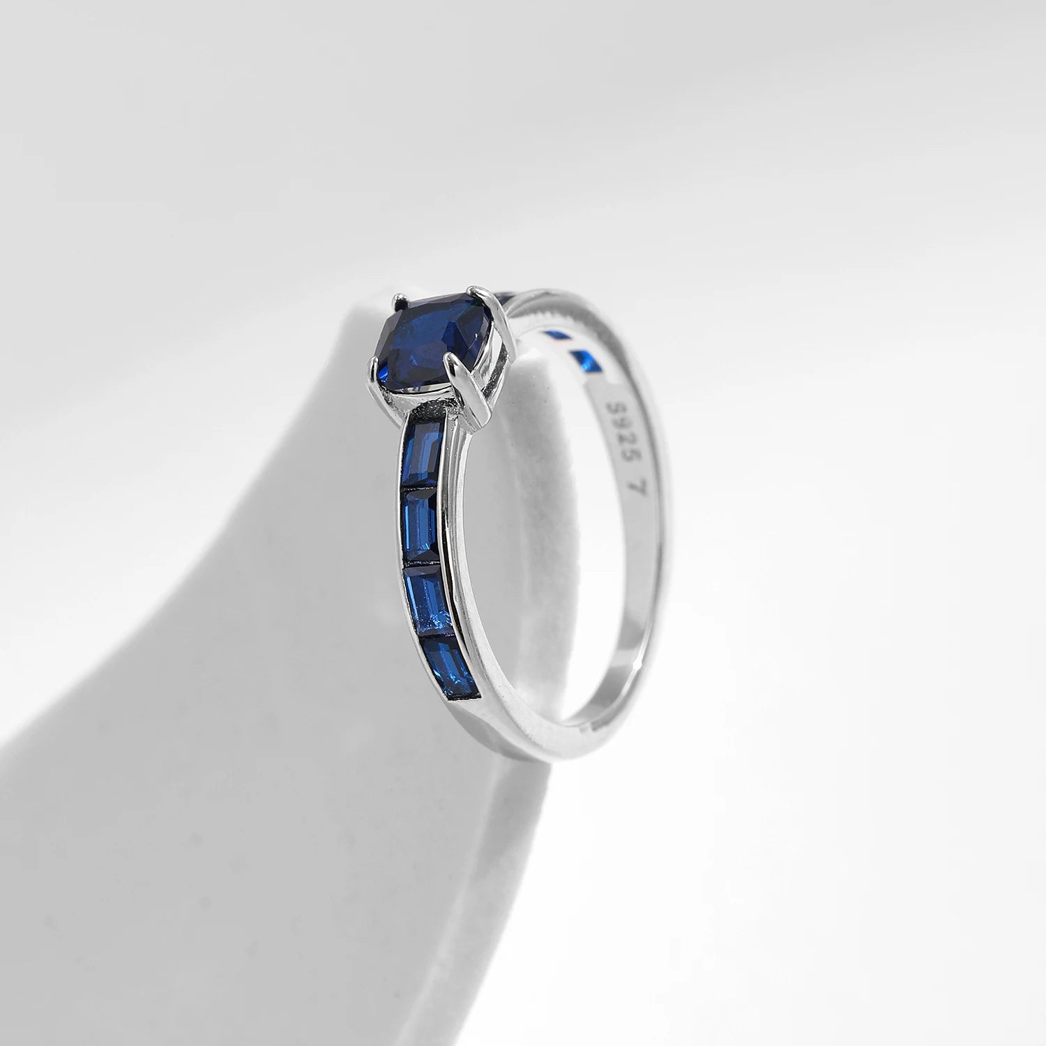 Blue Square Zirconia Ring – 925 Sterling Silver Romantic Women’s Jewelry
