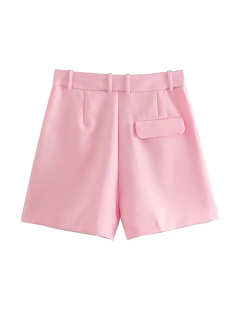 Pleated Baggy High-Waist Shorts