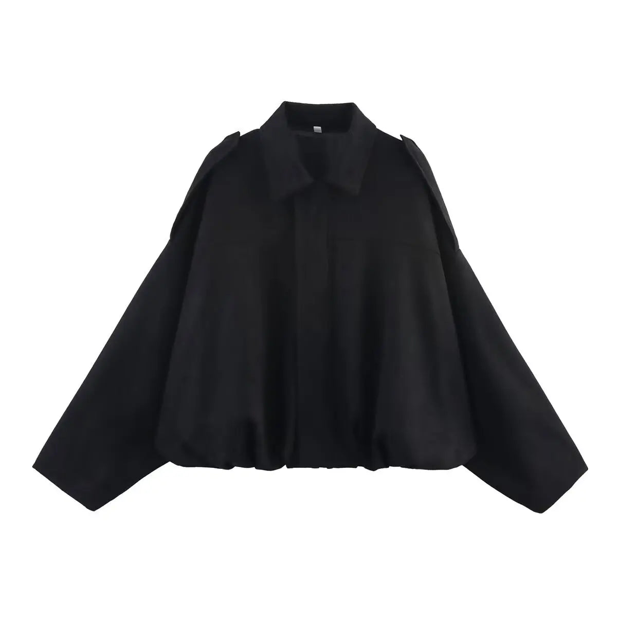 ETJ 2025 TRAF Spring new women's suede texture effect Loose version of fashion lapel shoulder bomber jacket