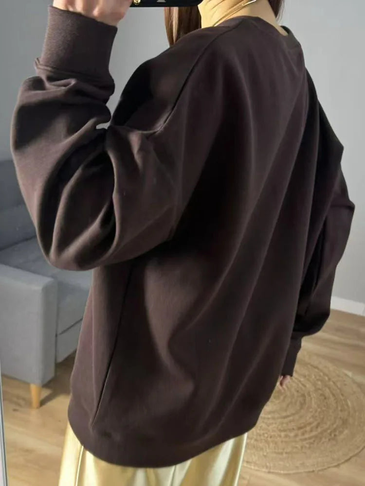 White Oversized Crewneck Sweatshirts Women Autumn Comfort Colors Pink Mom Sweatshirt Yellow Cotton Fall Sweatshirt For Women
