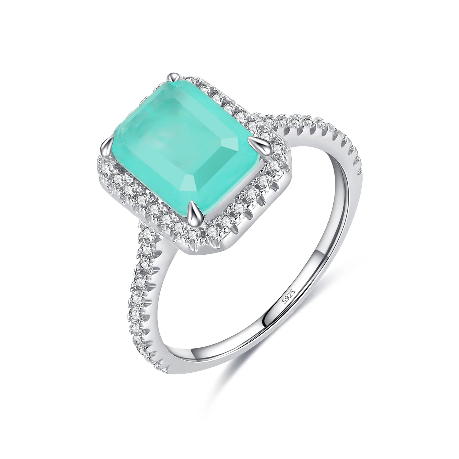 Emerald Cut Zirconia Ring – 925 Sterling Silver Women’s Wedding Statement Jewelry
