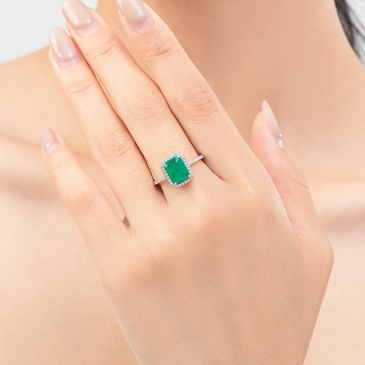Emerald Cut Zirconia Ring – 925 Sterling Silver Women’s Wedding Statement Jewelry
