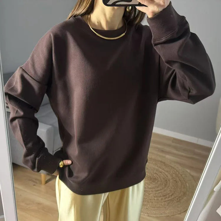 White Oversized Crewneck Sweatshirts Women Autumn Comfort Colors Pink Mom Sweatshirt Yellow Cotton Fall Sweatshirt For Women