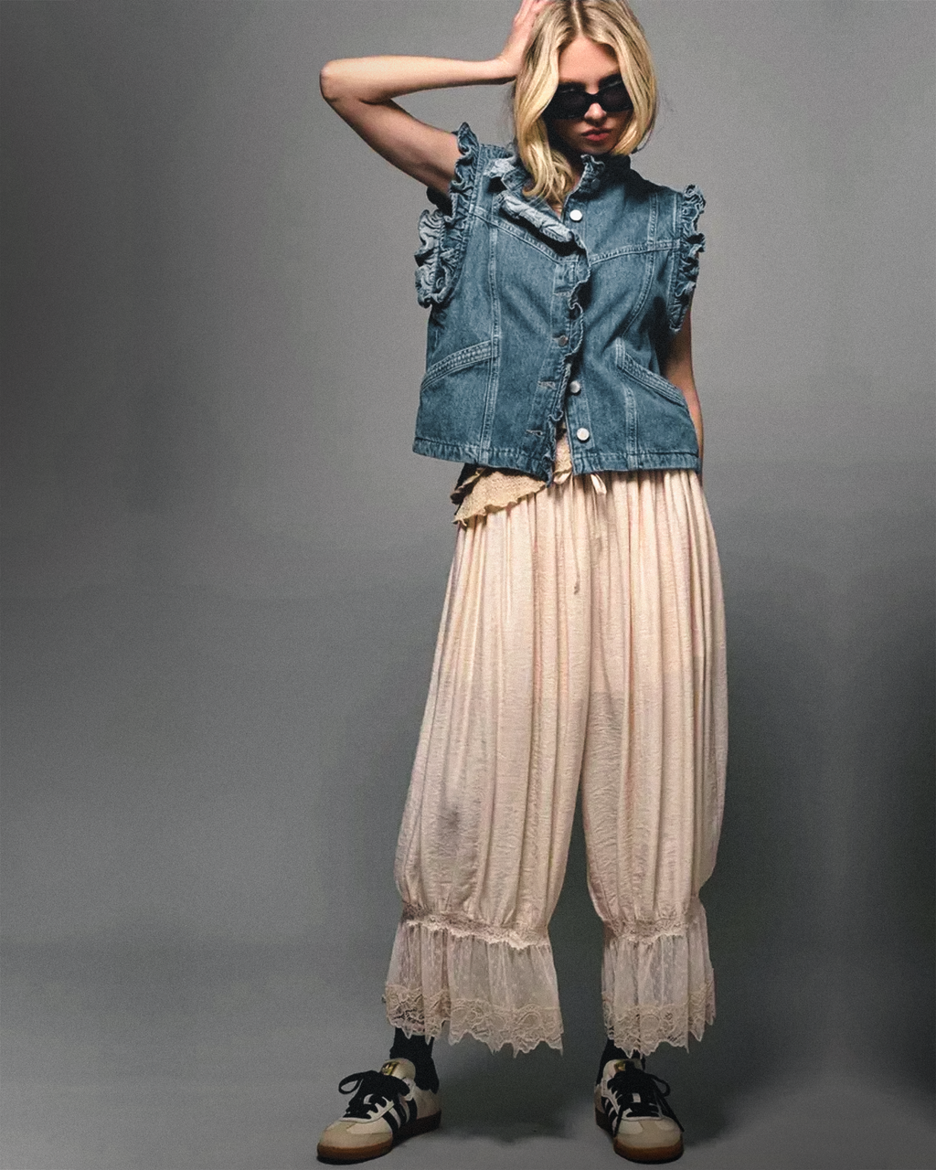 Y2K Floral Lace Patchwork Calf-Length Bloomers