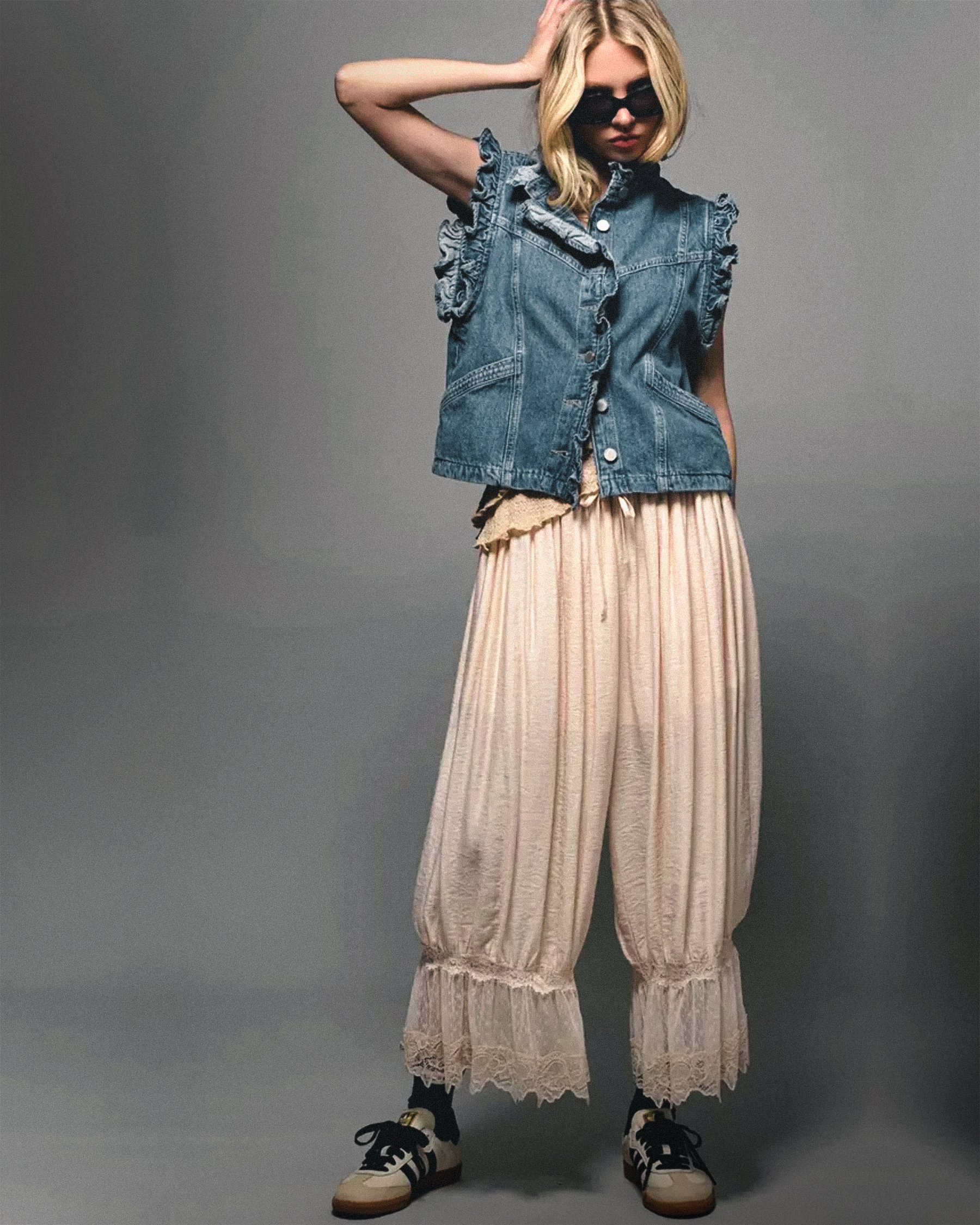Y2K Floral Lace Patchwork Calf-Length Bloomers
