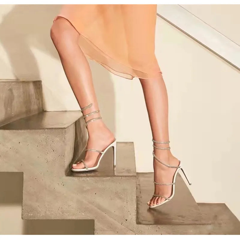 Crystal Snake Gladiator Heels | Vivezzo