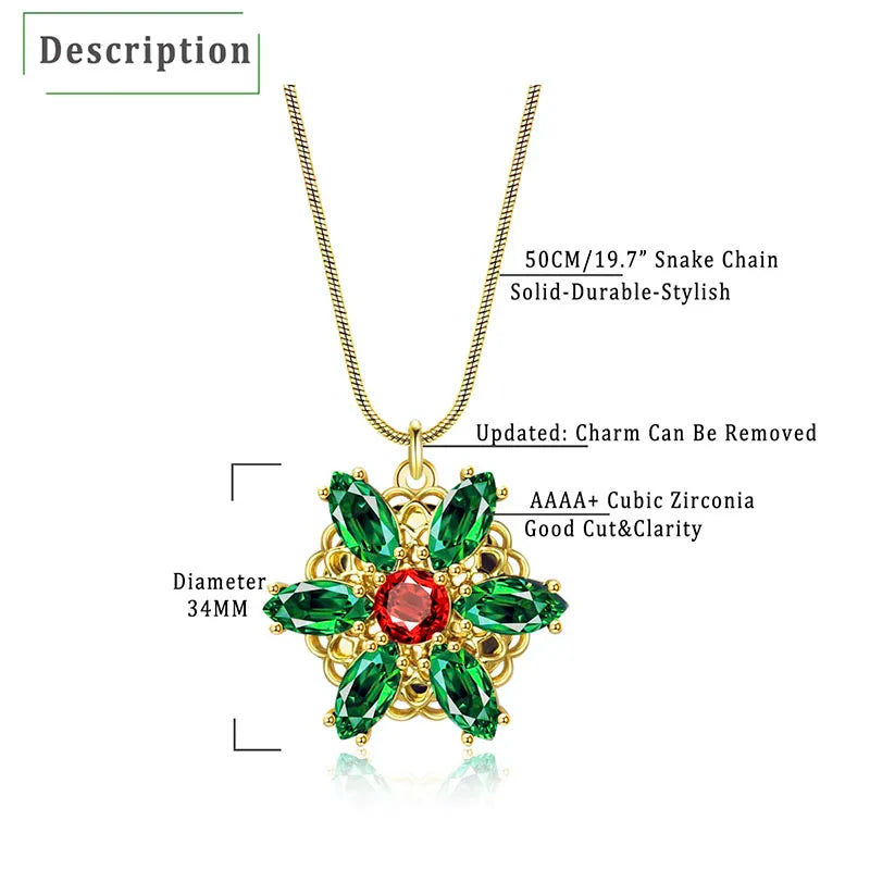 Emerald Blossom Pendant Necklace | Vivezzo