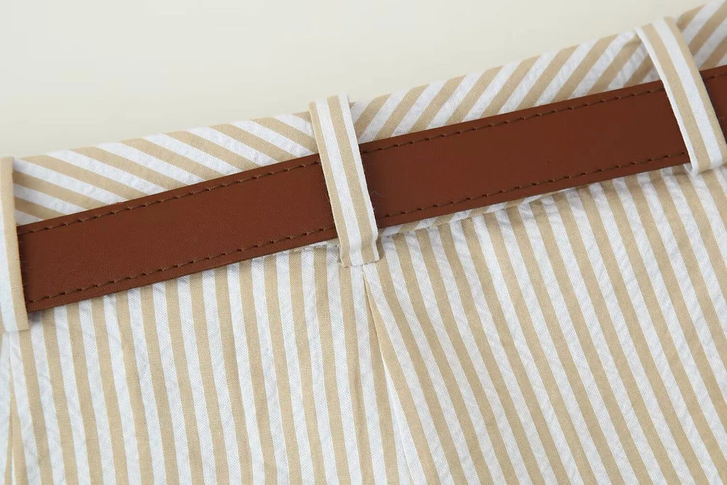 Striped Waist Slim Skort | Vivezzo