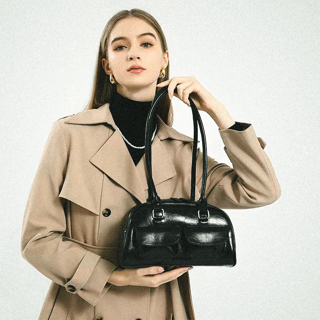 Chic PU Leather Bowling Handbag for Women | Vivezzo